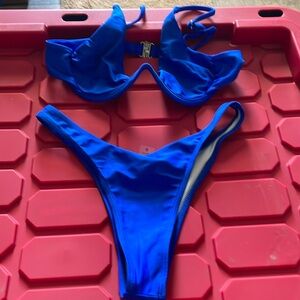 Woman’s blue bikini
